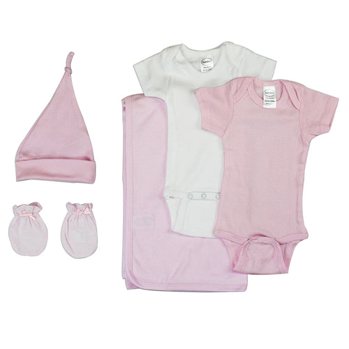 Kit Enxoval Bebê Menina com 5 Peças — 100% Algodão