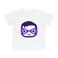 Camiseta Infantil Máscara de Super-Herói — Estampa Roxa Divertida