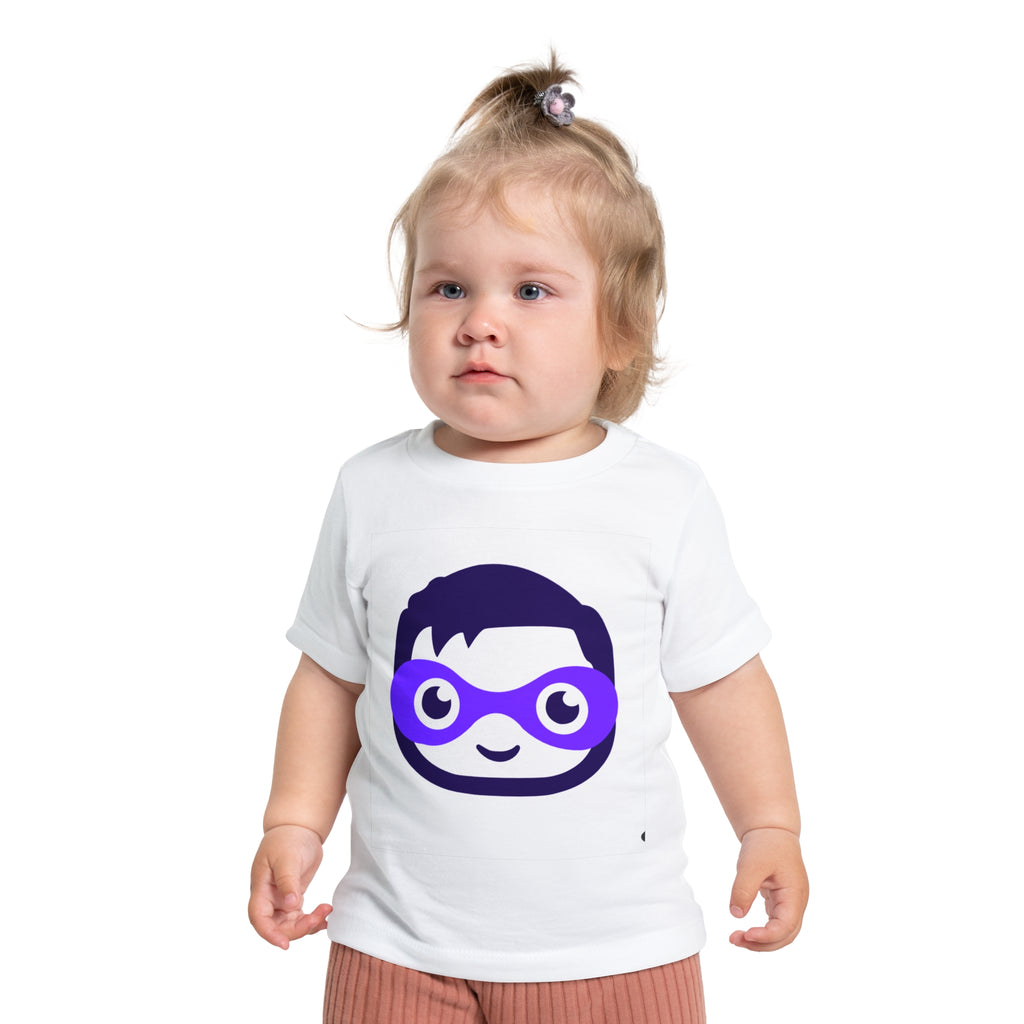 Camiseta Infantil Máscara de Super-Herói — Estampa Roxa Divertida